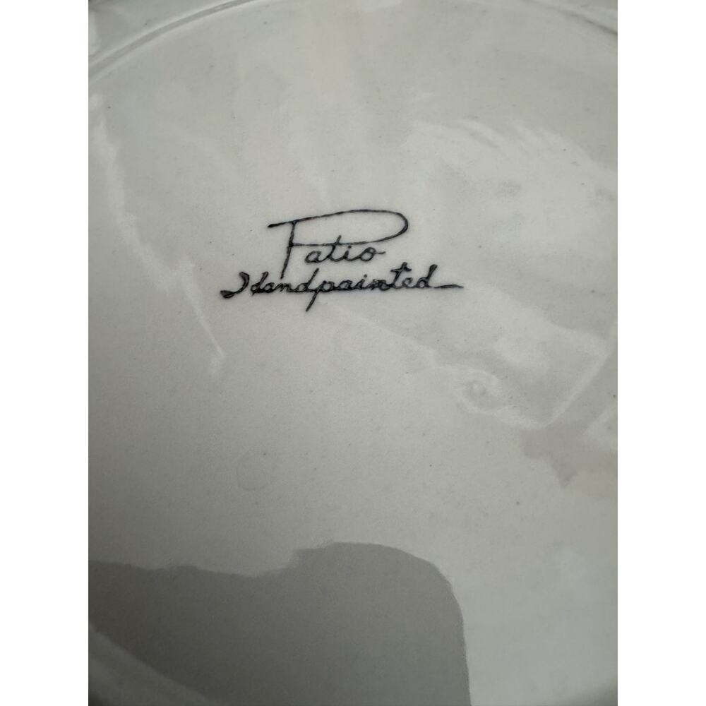 Mid Century Modern Hand Painted Patio Serving Bowl 10.5” - Picture 5 of 10